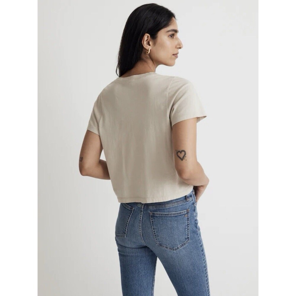 Madewell Softfade Cotton Boxy Crop Tee Short Sleeve Top Size Large NWOT - Picture 3 of 9